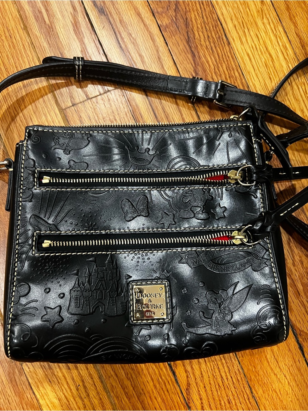 Dooney & Bourke Black Embossed Leather Crossbody with Gold Hardware